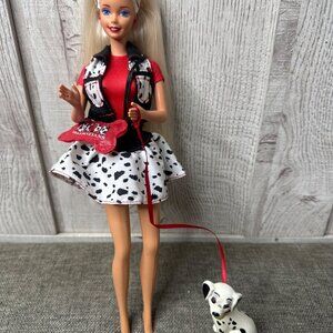 1997 Barbie Dalmatian Gift Set Doll With Dalmatian Puppy & Accessories By Mattel